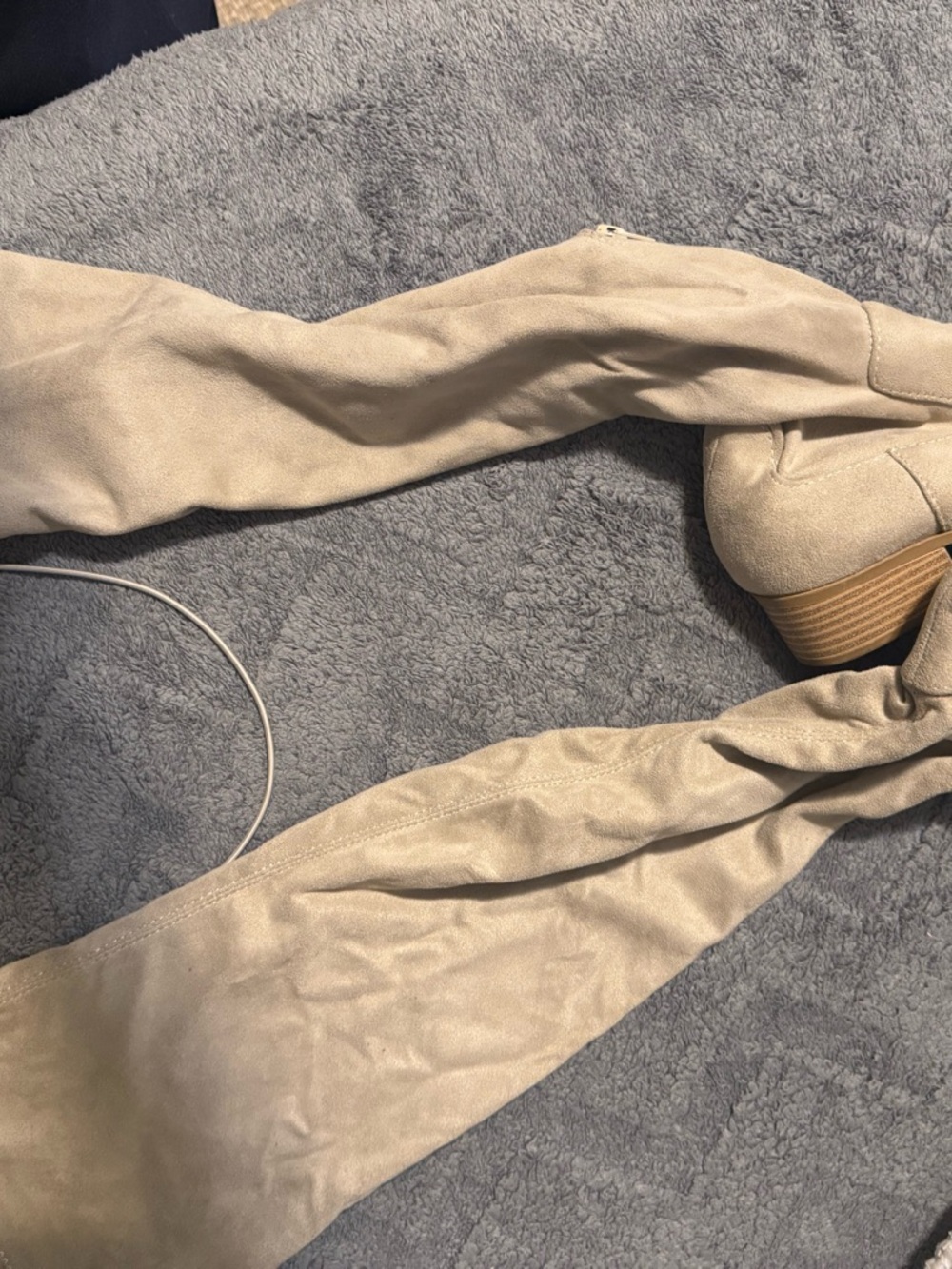 Over-the-Knee Slouch Boots in Light Beige - Picture 4 of 5